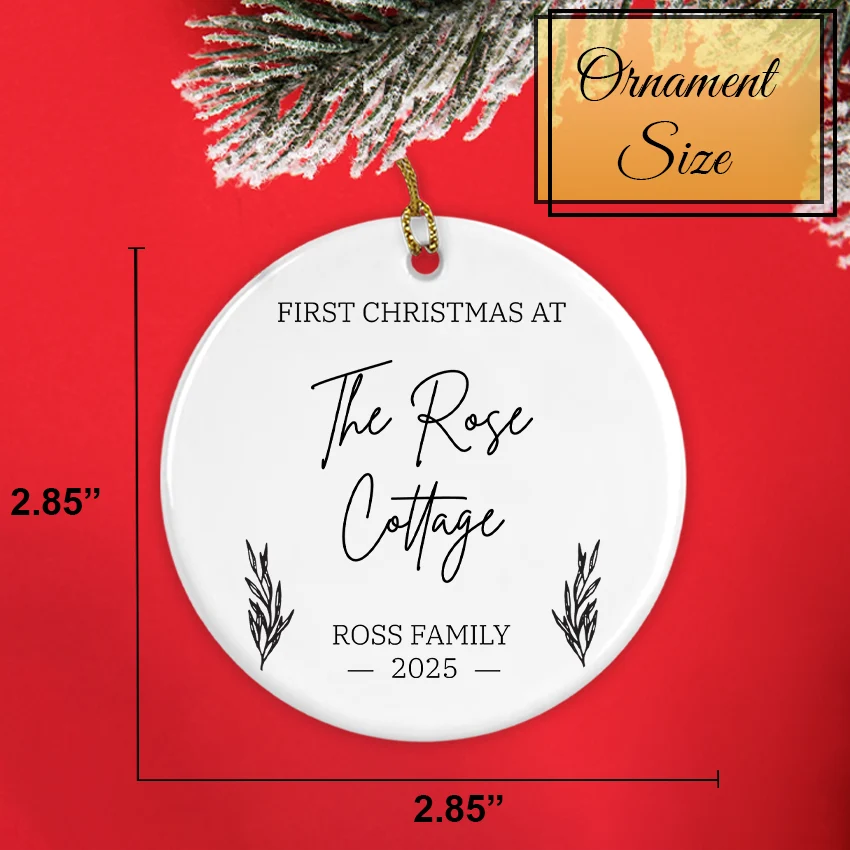 Custom New Home Christmas Ornament with Name & Address 2025 ornament size 2.85 2.85 inches