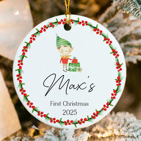 Personalized Baby's First Xmas Tree Ornament - 2025