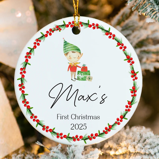 Personalized Baby's First Xmas Tree Ornament - 2025