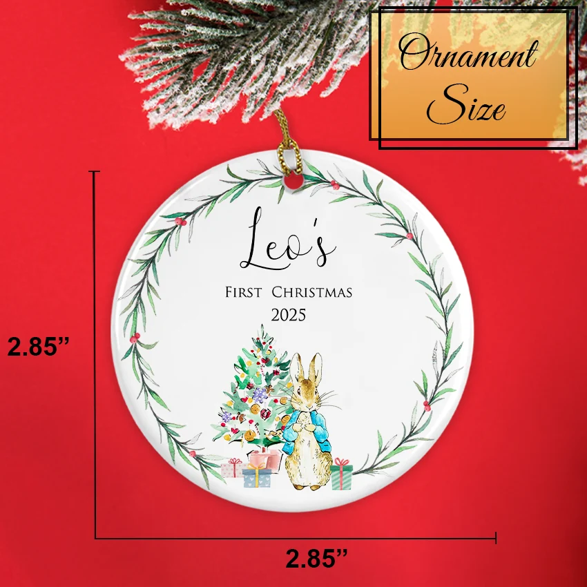 Hand holding the Bunny Boy ornament to show scale and personalization