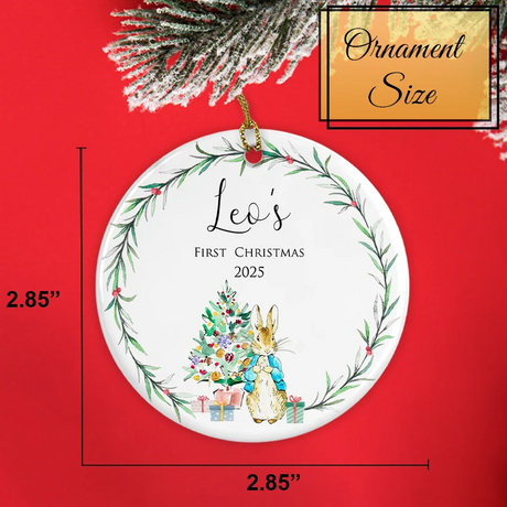 Custom Baby's First Christmas Bunny Ornament 2025