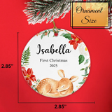 Personalized Fawn Baby’s First Christmas Ornament 2025