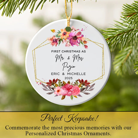 Custom First Christmas as Mr & Mrs Xmas Ornament 2025