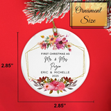 size chart of the ceramic ornament showing smooth white gloss finish