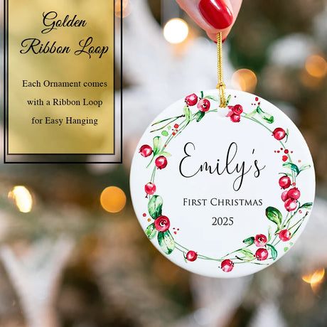 Custom Baby's First Christmas Tree Ornament 2025