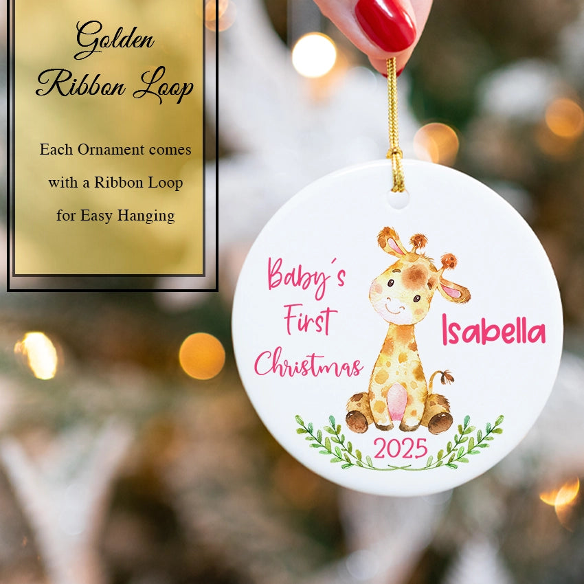 Personalized Baby’s First Christmas Giraffe Ornament 2025