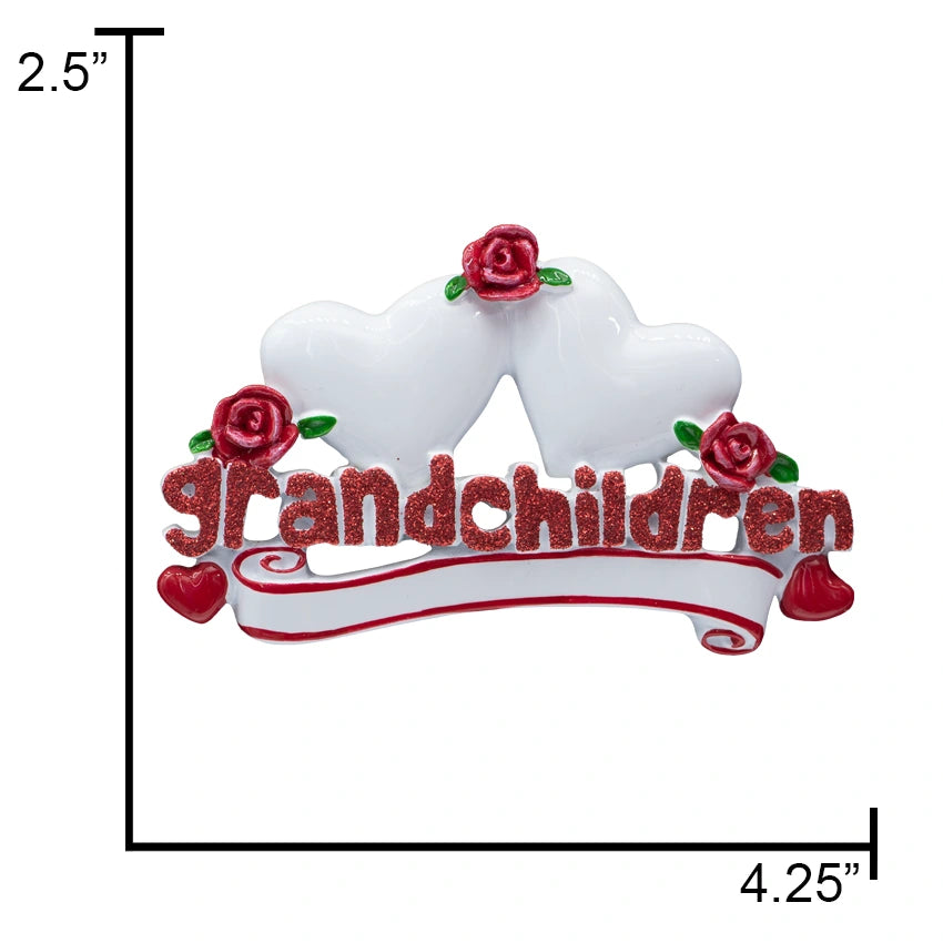Personalized Grandchildren with 2 Hearts Christmas Ornament