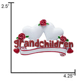 Personalized Grandchildren with 2 Hearts Christmas Ornament