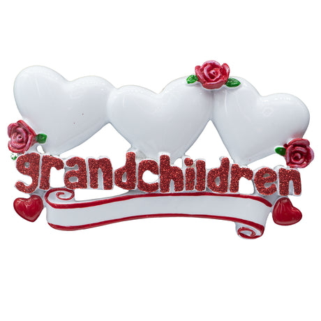 Personalized Grandchildren with 3 Hearts Christmas Ornament