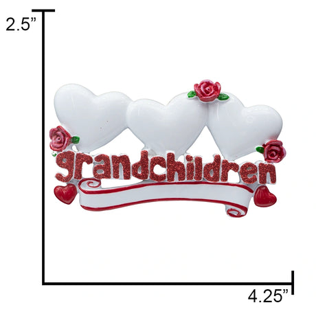f custom resin ornament showing size and on red-and-green hearts