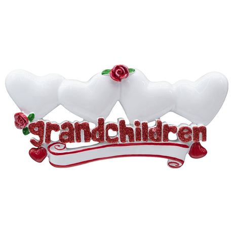 Personalized Grandchildren Christmas Ornament with 4 Hearts