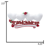 Personalized Grandchildren Christmas Ornament with 4 Hearts