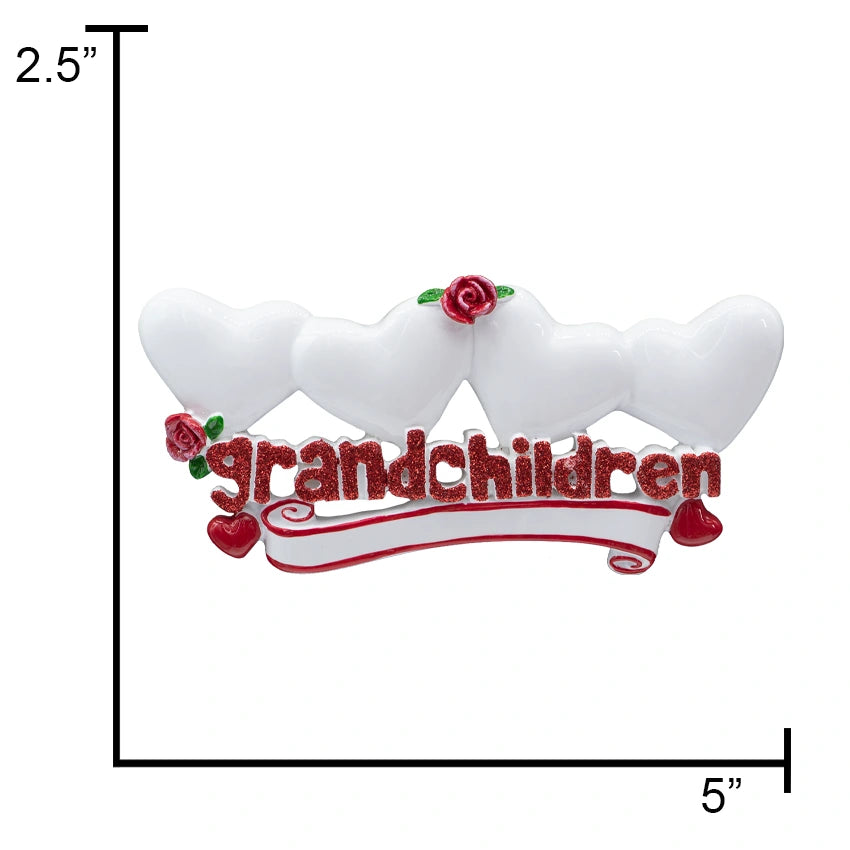 Personalized Grandchildren with 4 Hearts Christmas Ornament