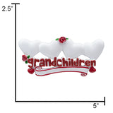 Personalized Grandchildren with 4 Hearts Christmas Ornament