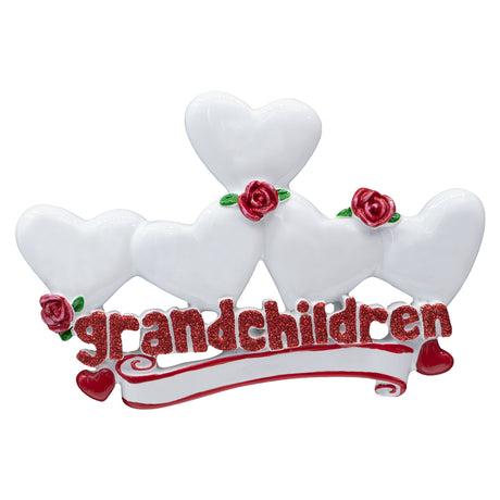 Personalized Grandchildren Christmas Ornament with 5 Hearts