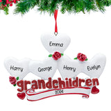 Personalized Grandchildren with 5 Hearts Christmas Ornament