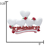 Personalized Grandchildren with 5 Hearts Christmas Ornament