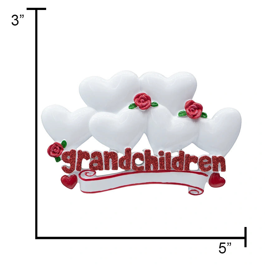 Personalized Grandchildren with 6 Hearts Christmas Ornament