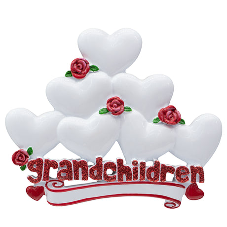 Personalized Grandchildren Christmas Ornament with 7 Hearts