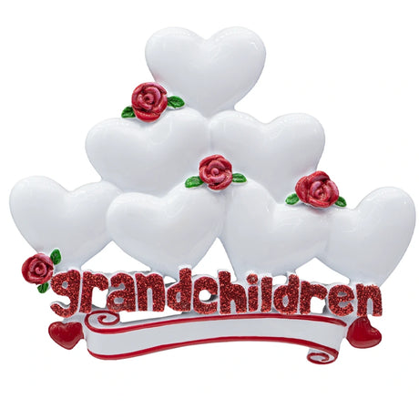 Personalized Grandchildren Christmas Ornament with 7 Hearts