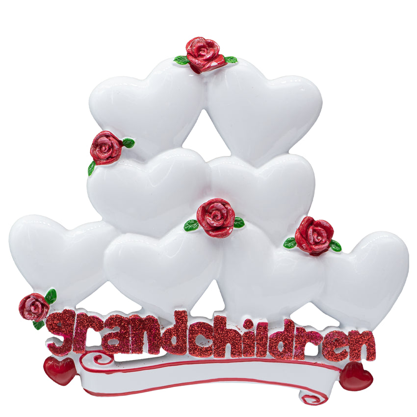 Personalized Grandchildren Christmas Ornament with 8 Hearts