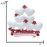 Personalized Grandchildren Christmas Ornament with 8 Hearts
