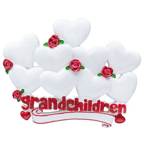 Personalized Grandchildren with 9 Hearts Christmas Ornament