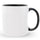 White mug with black interior and handle on a white background
