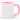 White mug with pink interior and handle on a white background