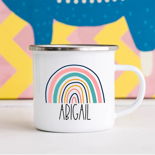 Personalized Kids Rainbow Hot Chocolate Toddler Mug with custom name