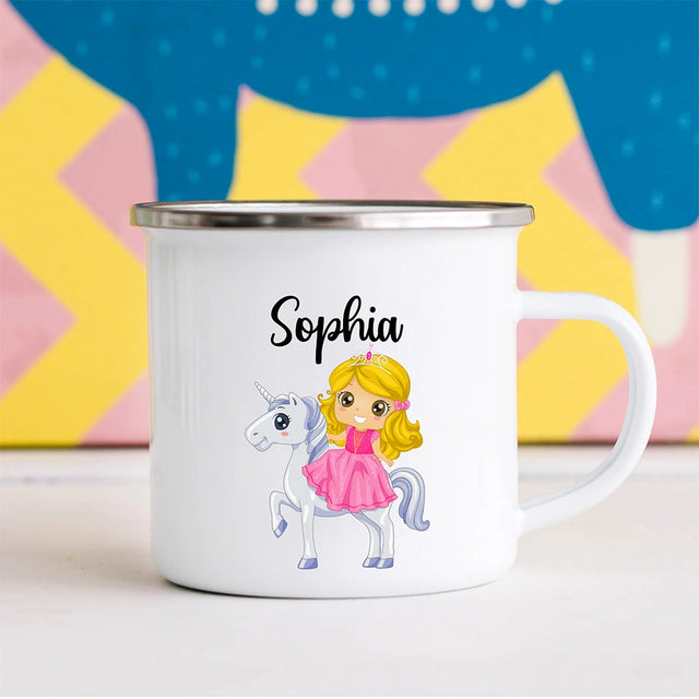 Princess & Unicorn child mug with custom name – personalized kids mugs