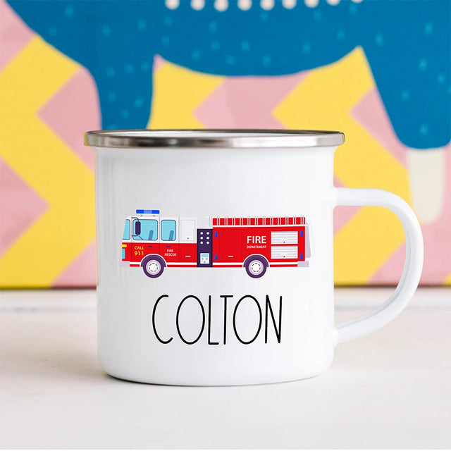 Custom Fire Truck Toddler Mug with personalized name – custom kids mug