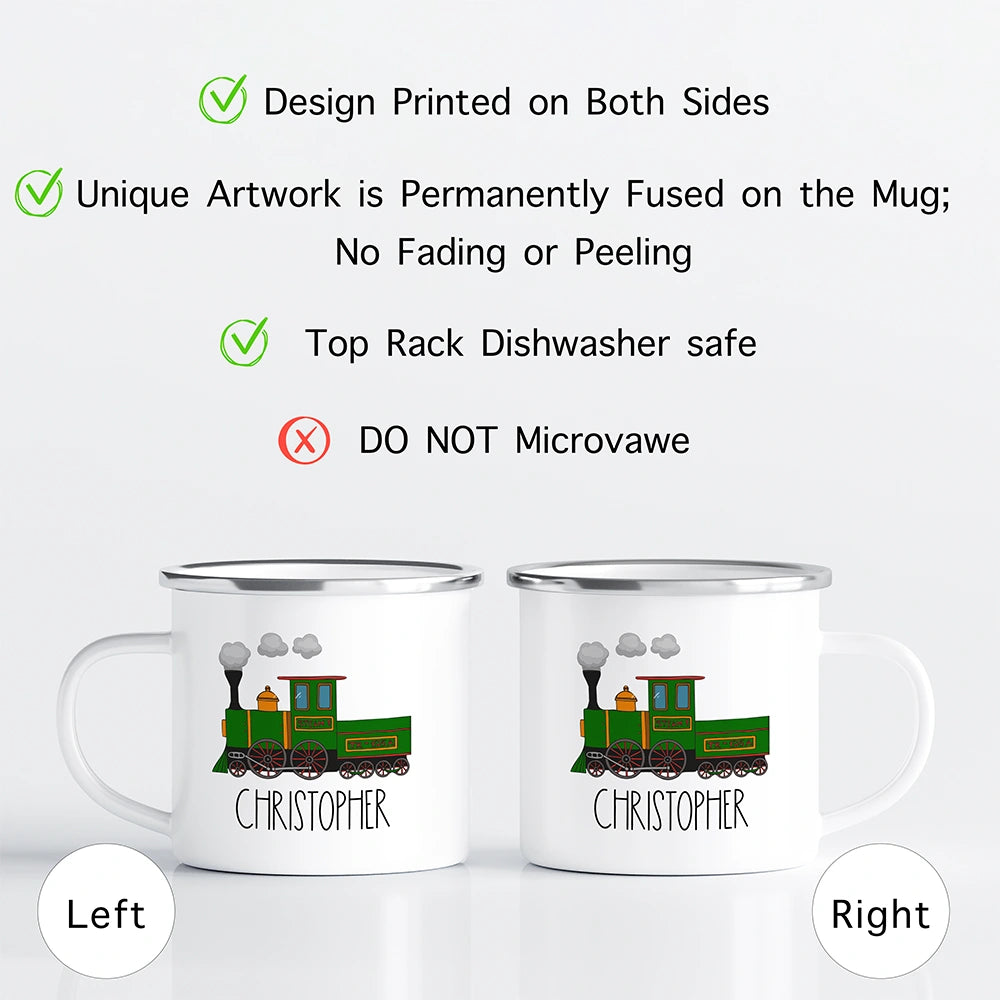 Custom Kids Mug for Boys, Train Hot Chocolate Toddler Mug
