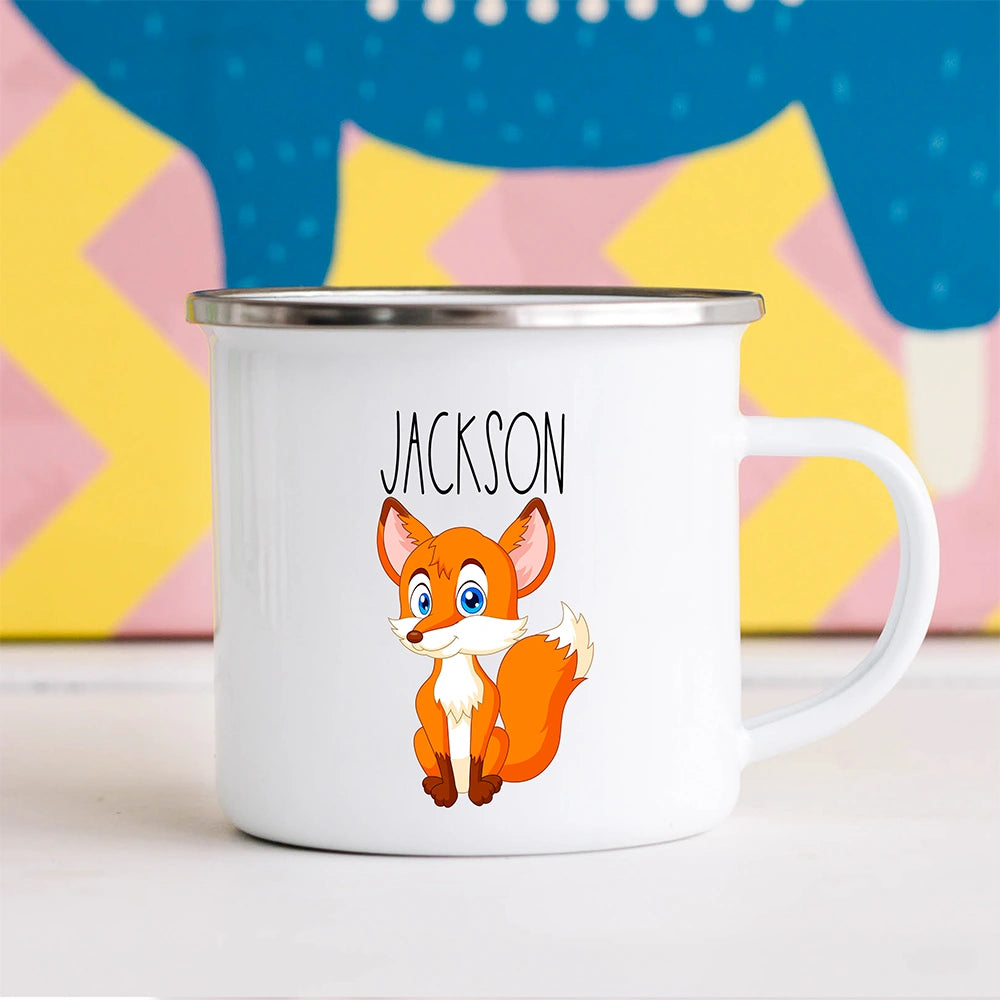 Custom Name Kids Mug for Boys & Girls, Fox Hot Chocolate Toddler Mug