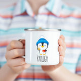 Custom Kids Mug with Name for Boys & Girls, Penguin Hot Chocolate Toddler Mug