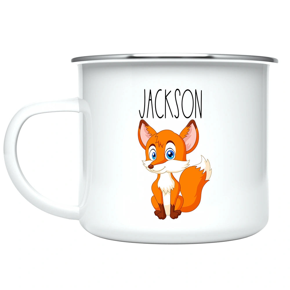 Custom Name Kids Mug for Boys & Girls, Fox Hot Chocolate Toddler Mug