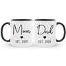New Mom and Dad Custom Est Mug Set, First Time Mommy and Daddy Coffee Mugs
