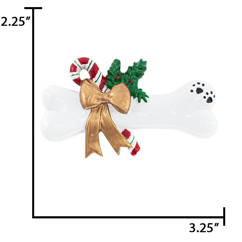 Personalized Ribbon on Dog Bone Christmas Ornament