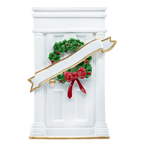 Personalized New Home / White Door Christmas Ornament