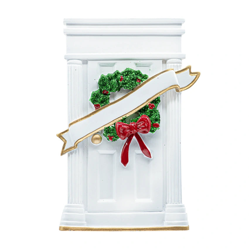 Personalized New Home / White Door Christmas Ornament