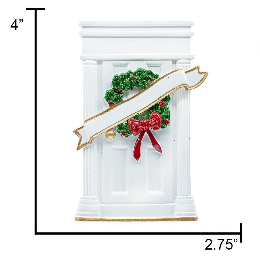 Personalized New Home / White Door Christmas Ornament