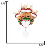Personalized Reindeer Family of 4 Christmas Ornament