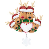 Personalized Reindeer Family of 5 Christmas Ornament