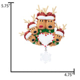 Personalized Reindeer Family of 5 Christmas Ornament