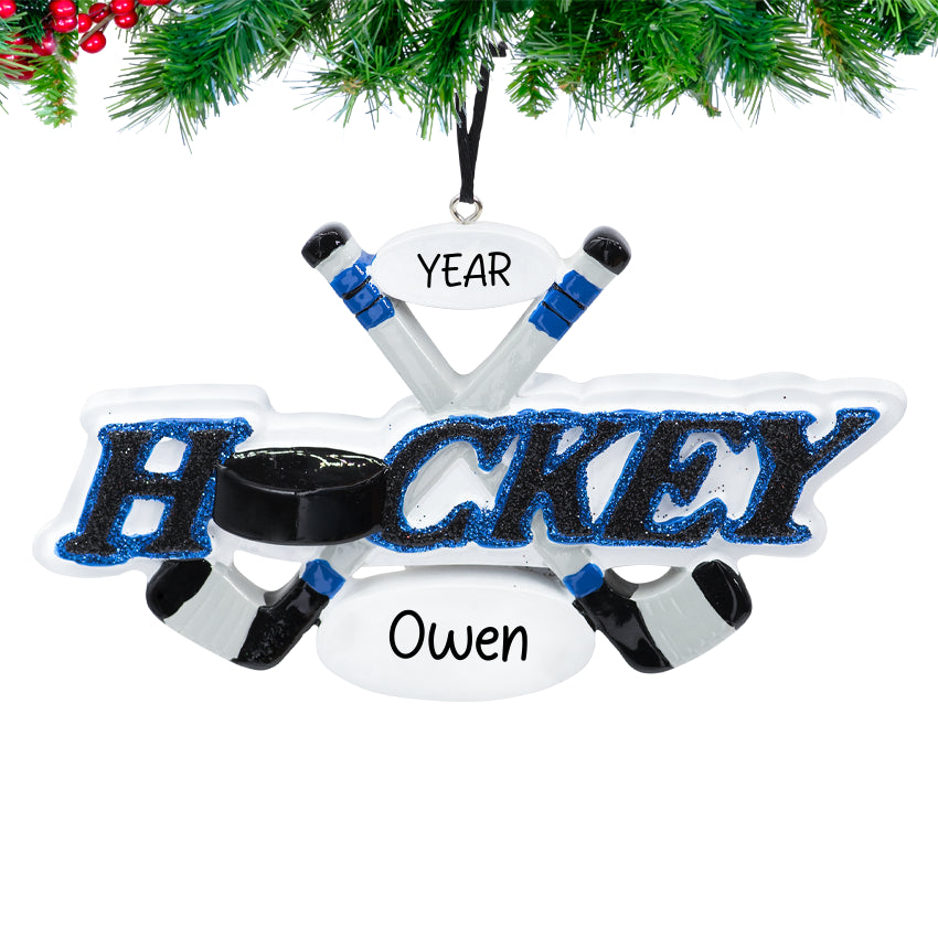 Personalized Ice Hockey Christmas Ornament