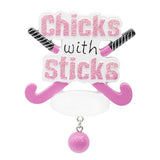 Personalized Chicks with Sticks Hockey Christmas Ornament