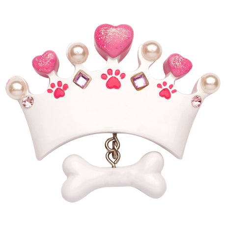 Personalized Dog Crown with Bone Christmas Ornament