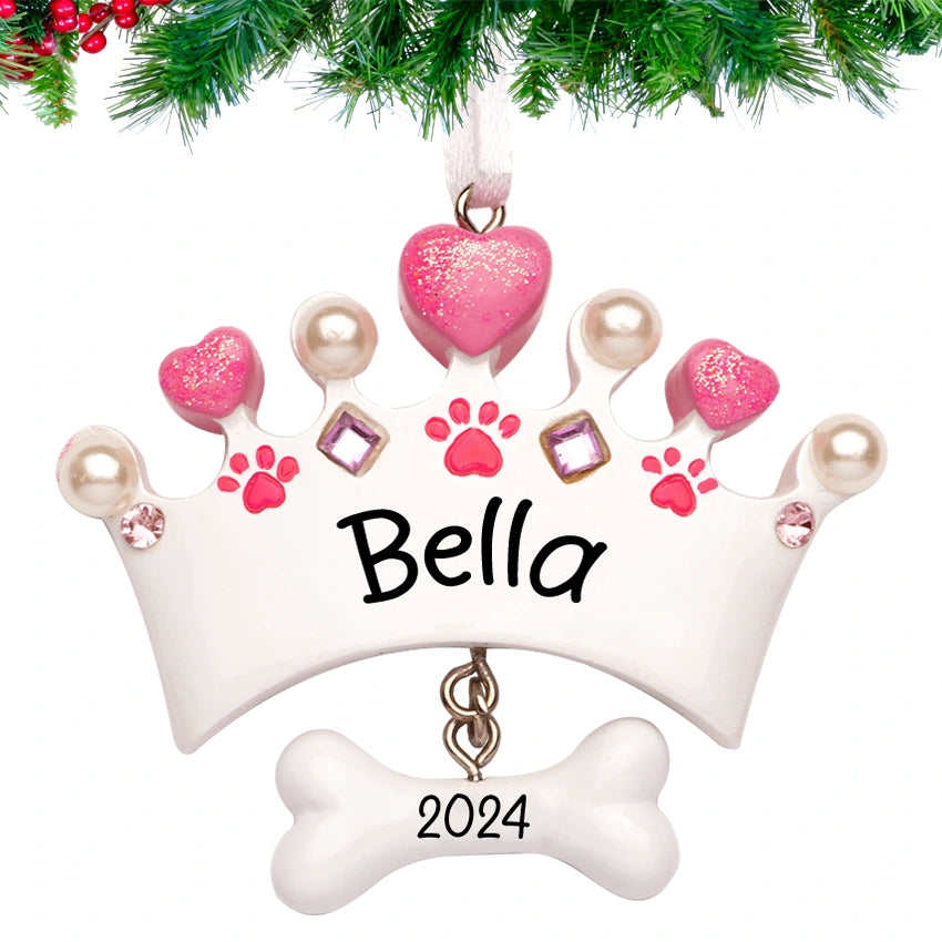 Custom Dog Crown with Bone Christmas Ornament