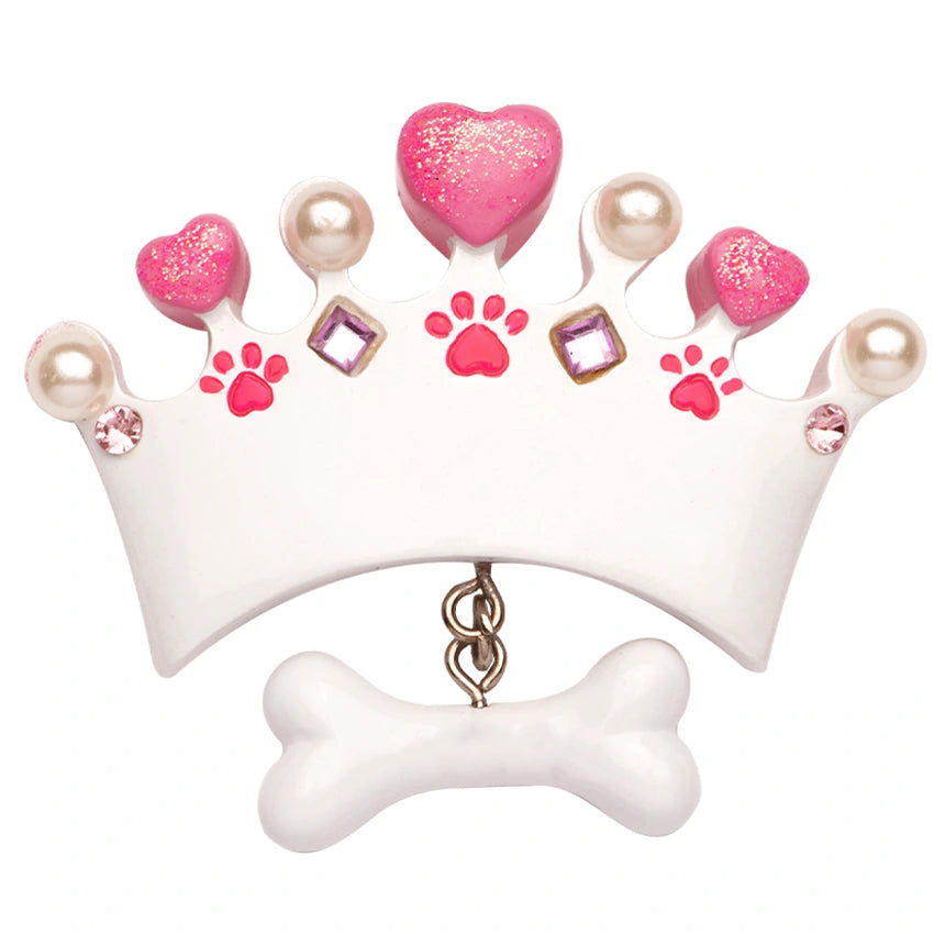 Custom Dog Crown with Bone Christmas Ornament