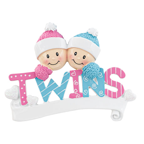 Personalized Twin Boy & Girl Christmas Ornament